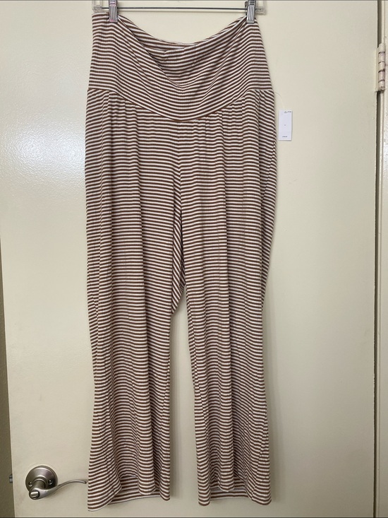 Old Navy Pants - Old Navy Maternity Brown & Cream Striped  Wide-Leg Ankle Pants